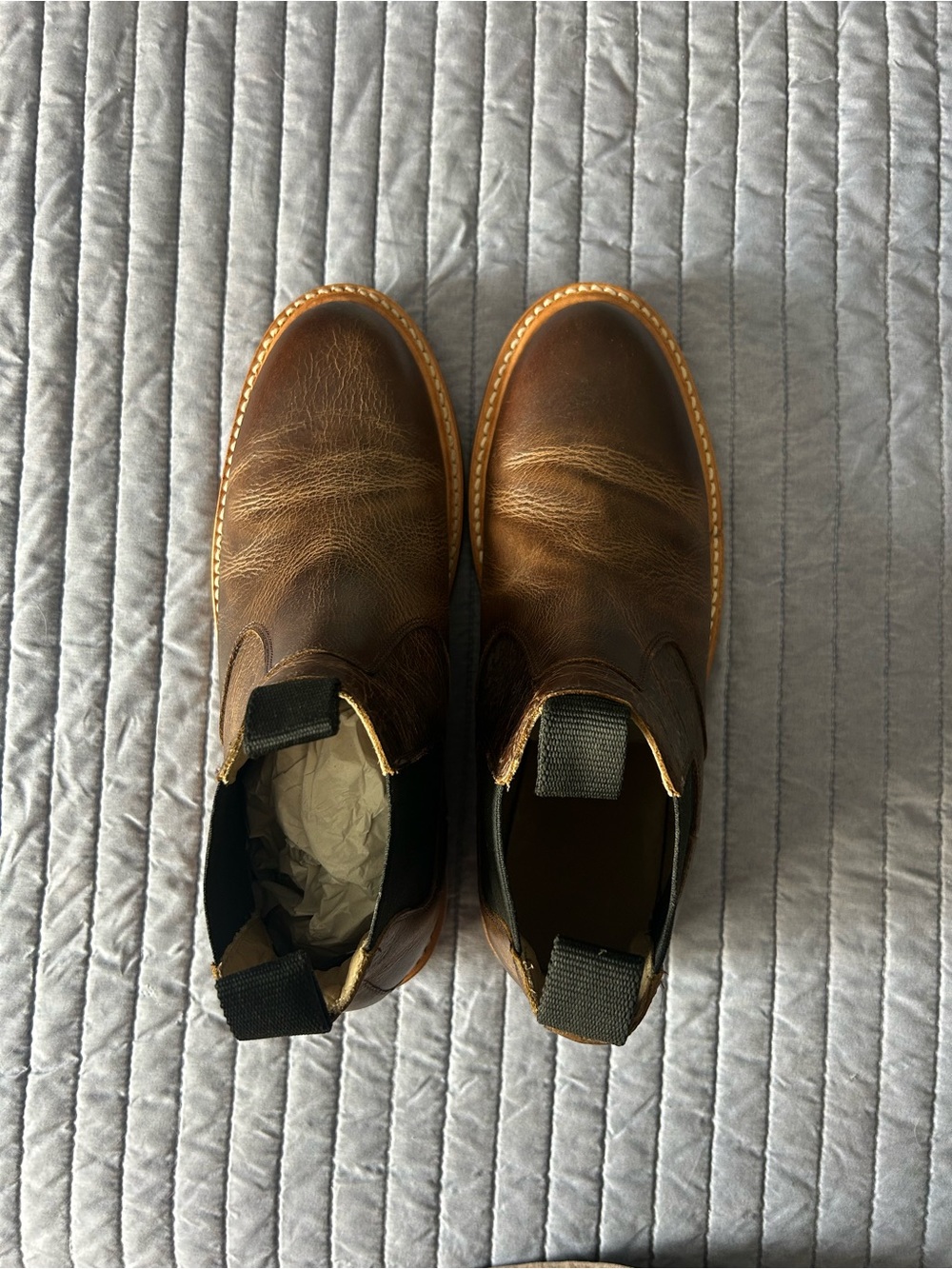 RHODE Men's Dark Brown Leather Chelsea Boots with Tan Crepe Sole - Picture 3 of 5
